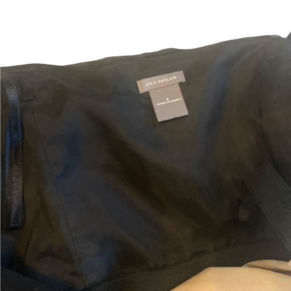 Ann Taylor Strapless Black Dress Size 6 | Lace Overlay Cocktail Party Midi - Picture 6 of 8